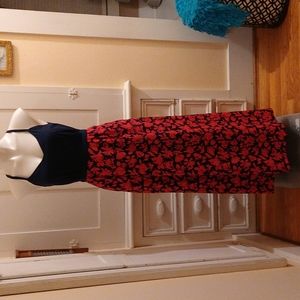 J.Crew navy and orange/red maxi dress Sz 0